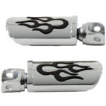 V-Twin Manufacturing Canada - Flame Style Adjustable Footpeg Set Chrome - 27-3550