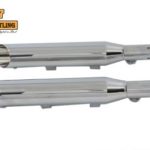 V-Twin Manufacturing Canada - Wyatt Gatling Side Slash Slip-On Muffler Set Chrome - 30-0359