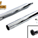 V-Twin Manufacturing Canada - Wyatt Gatling Muffler Set With Black 6 Screw End Tips - 30-0753