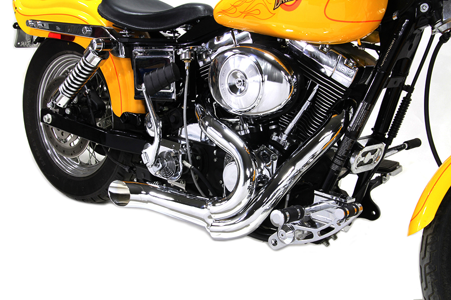 V-Twin Manufacturing Canada - Chrome Wyatt Gatling 2 into 1 Exhaust Pipe Header  Kit - 30-0768