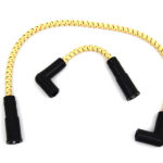 V-Twin Manufacturing Canada - Sumax Yellow with Black & Red Tracer 7mm Spark Plug Wire Set - 32-7356