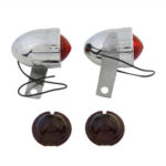V-Twin Manufacturing Canada - Chrome Bullet Marker Lamp Set with Red Lens - 33-0145