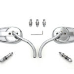 V-Twin Manufacturing Canada - Tear Drop Mirror Set with Billet Long Stems Chrome - 34-0188