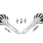 V-Twin Manufacturing Canada - Skeleton Mirror Set with Bone Shaped Stems Chrome - 34-1319