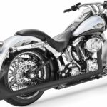 Freedom Exhaust Sharktail 36" Dual Pit Chrome Black Series Black Harley Davidson Softail FLST 1997-2006